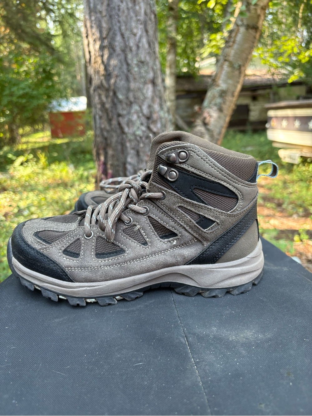 High Sierra Taupe and Black Women's Mid-Top Hiking Boots